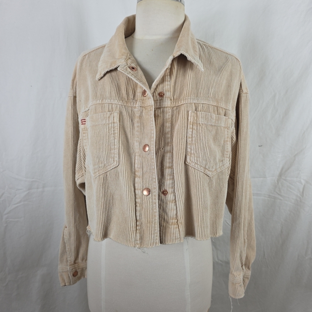BDG Brooklyn Tan Brown Corduroy Cropped Jacket Womens Size S Grunge Boho Hippie